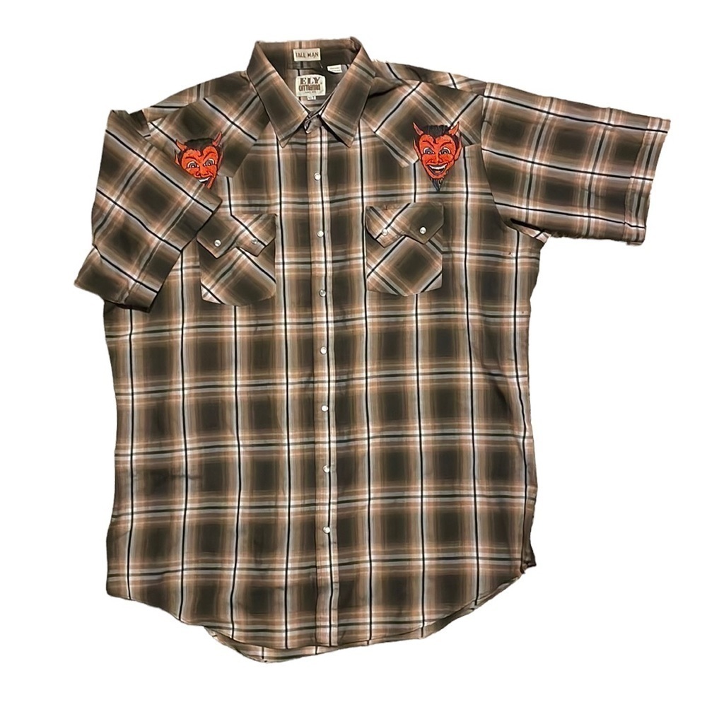 ELY Cattleman Plaid Button Up Short Sleeve Mens XLT